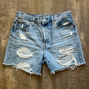 Levi’s Distressed button fly Blue Denim Women's Shorts